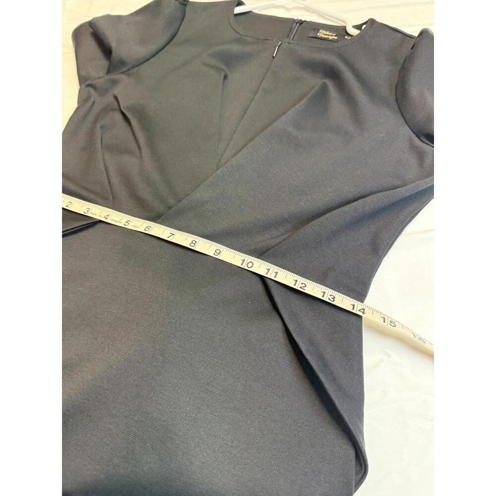 Power Glam Black Edgy Front & Back Zipper Sassy Work to Date Dress Metro Vibe - Picture 6 of 11